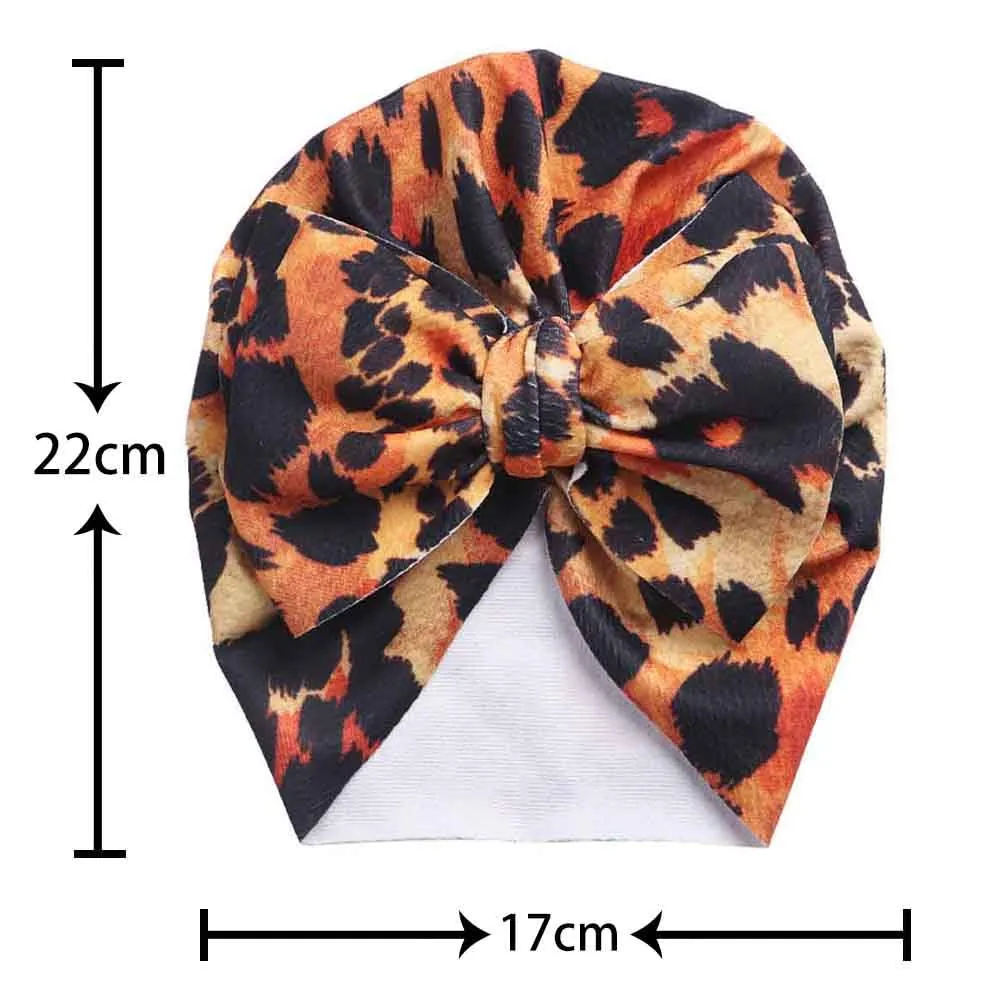 BBTDIN Cheetah Turban Headband Bow Baby Girls Leopard Hair Band Bow Baby Cheetah Headwear Bowknot BTB04 (D0-Beanies)