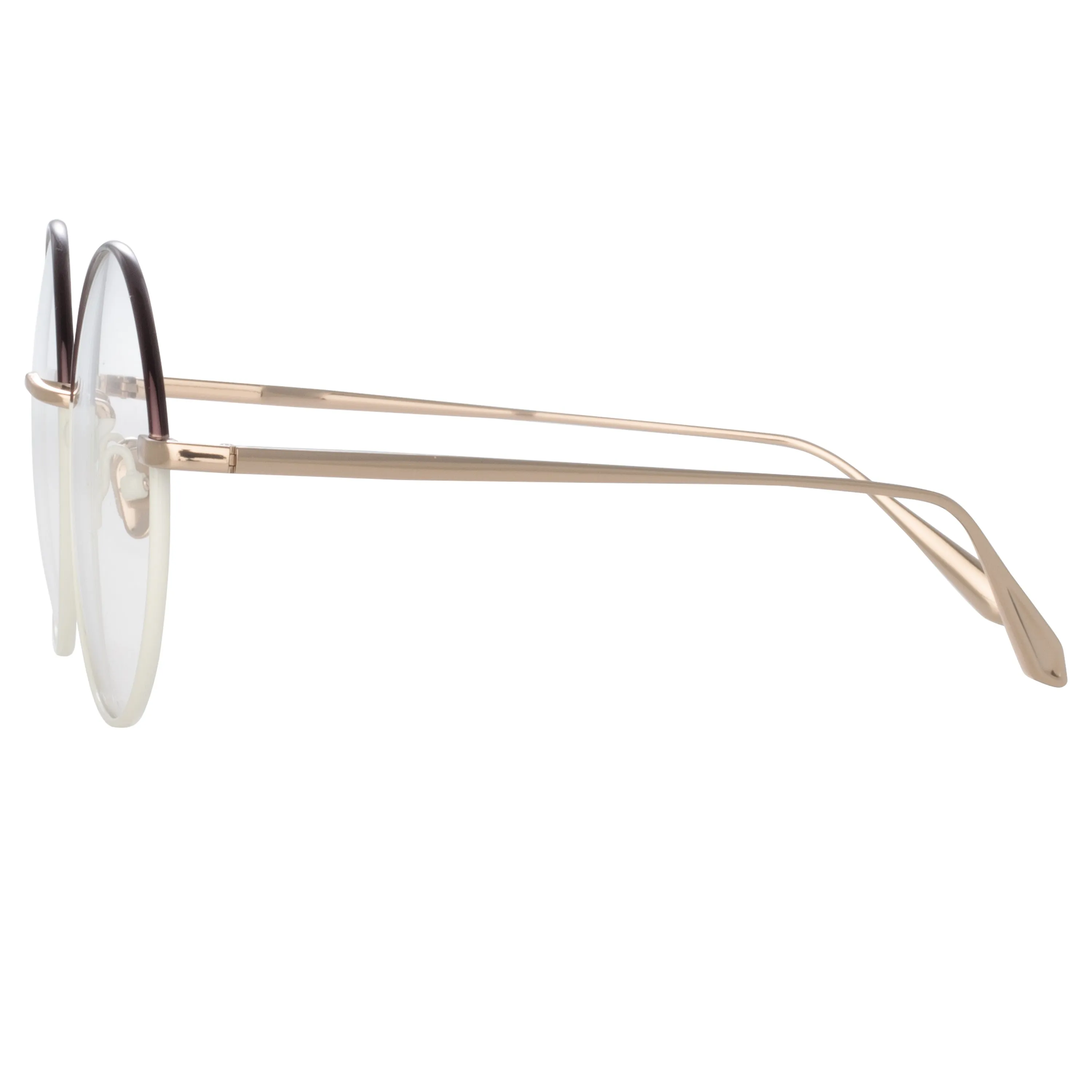 Bea Round Optical Frame in Mocha and Light Gold
