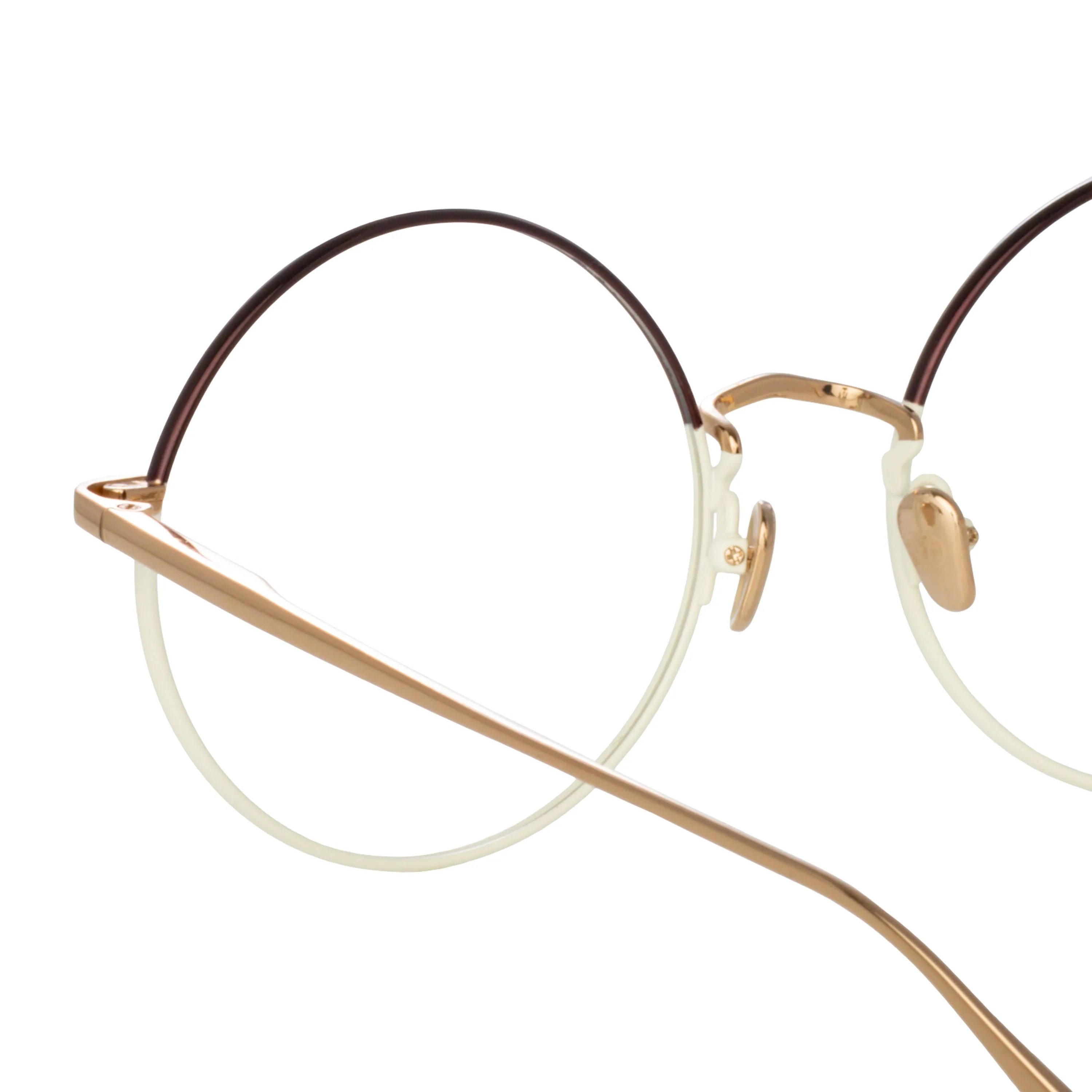 Bea Round Optical Frame in Mocha and Light Gold