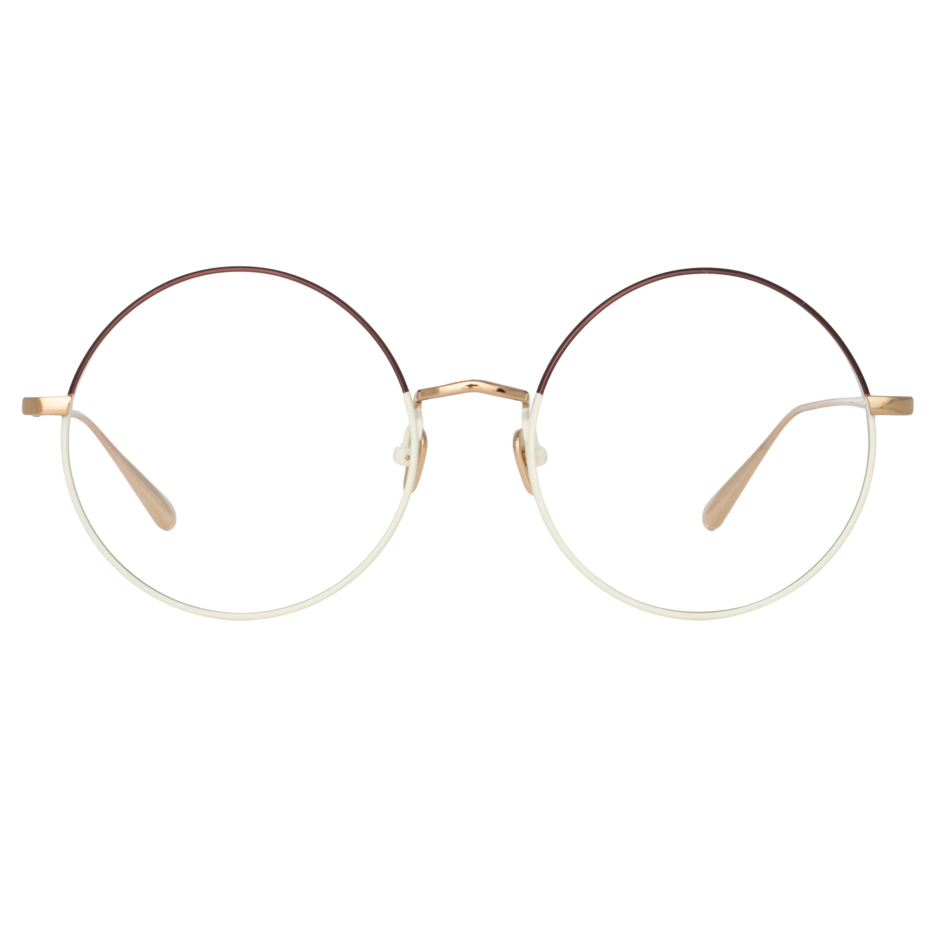 Bea Round Optical Frame in Mocha and Light Gold