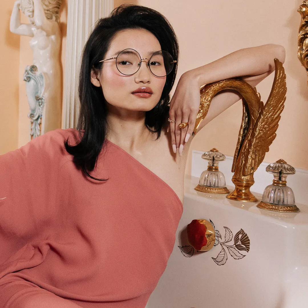 Bea Round Optical Frame in Yellow Gold