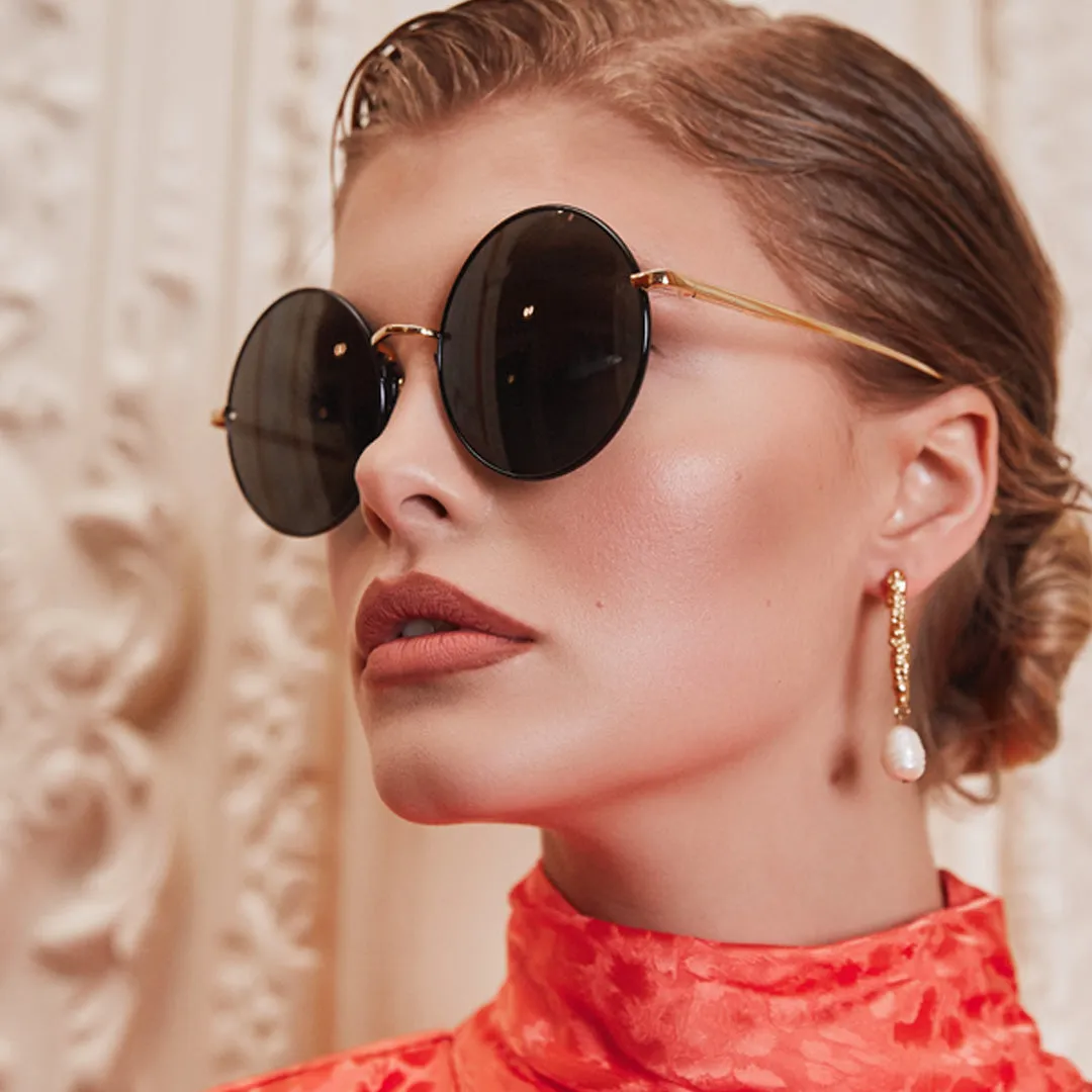 Bea Round Sunglasses in Yellow Gold