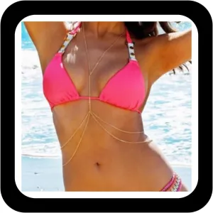 Beach Bikini Layered Belly Chain Necklace Bra Chain Retro Waist Chain Gold Boho Body Accessories Adjustable for Women