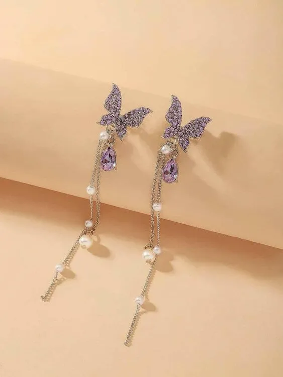 Beautiful purple -blue butterfly earing for any occasion -Jewellery for Women Girls -and Children Earrings