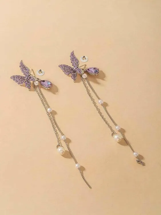 Beautiful purple -blue butterfly earing for any occasion -Jewellery for Women Girls -and Children Earrings