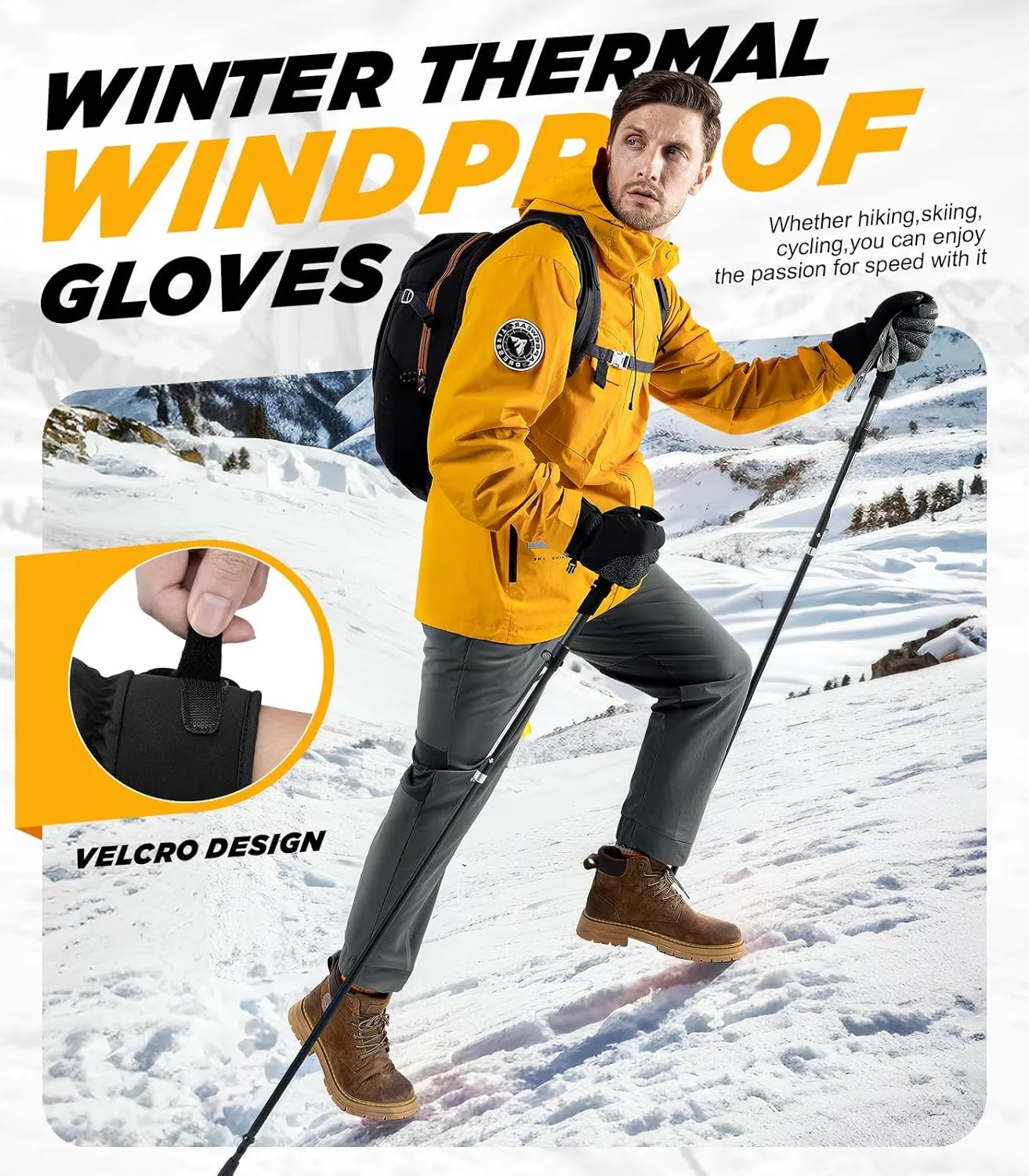 Benirap Winter Gloves Touchscreen Windproof Thermal Gloves Men Women Cycling Running Climbing Skiing Driving Gloves