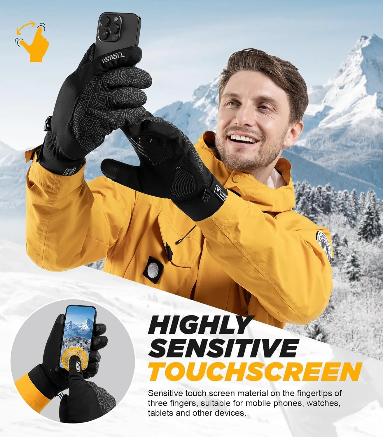 Benirap Winter Gloves Touchscreen Windproof Thermal Gloves Men Women Cycling Running Climbing Skiing Driving Gloves