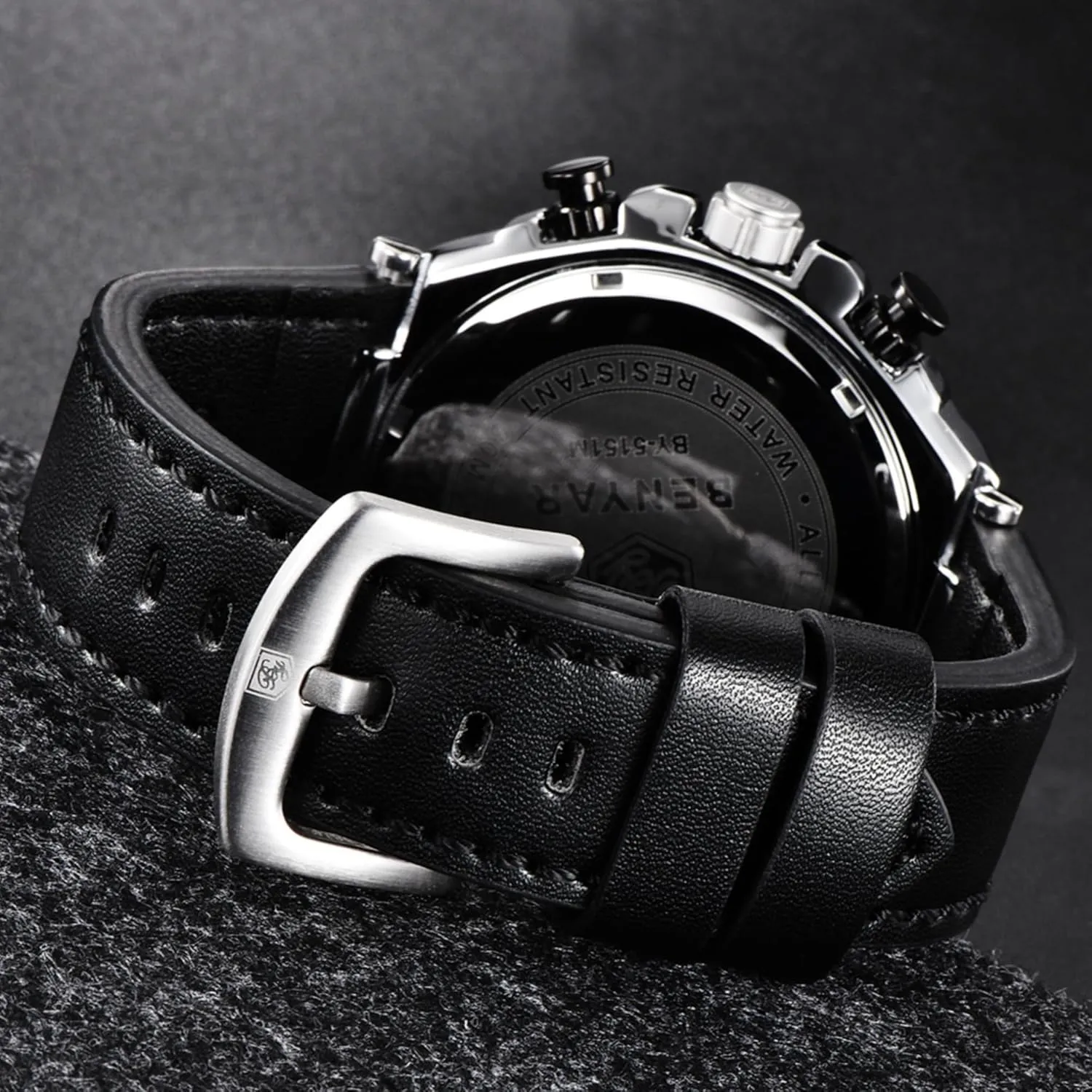 BENYAR Mens Watches Chronograph Date Waterproof Sports Watches Leather Strap Business Wrist Watches