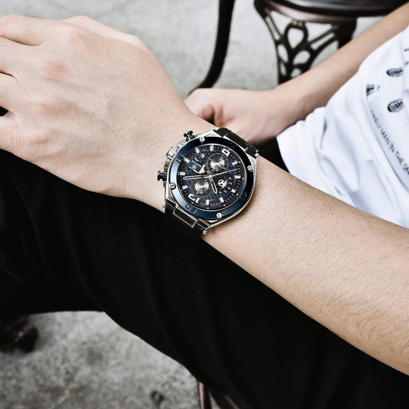 BENYAR Mens Watches Chronograph Date Waterproof Sports Watches Leather Strap Business Wrist Watches