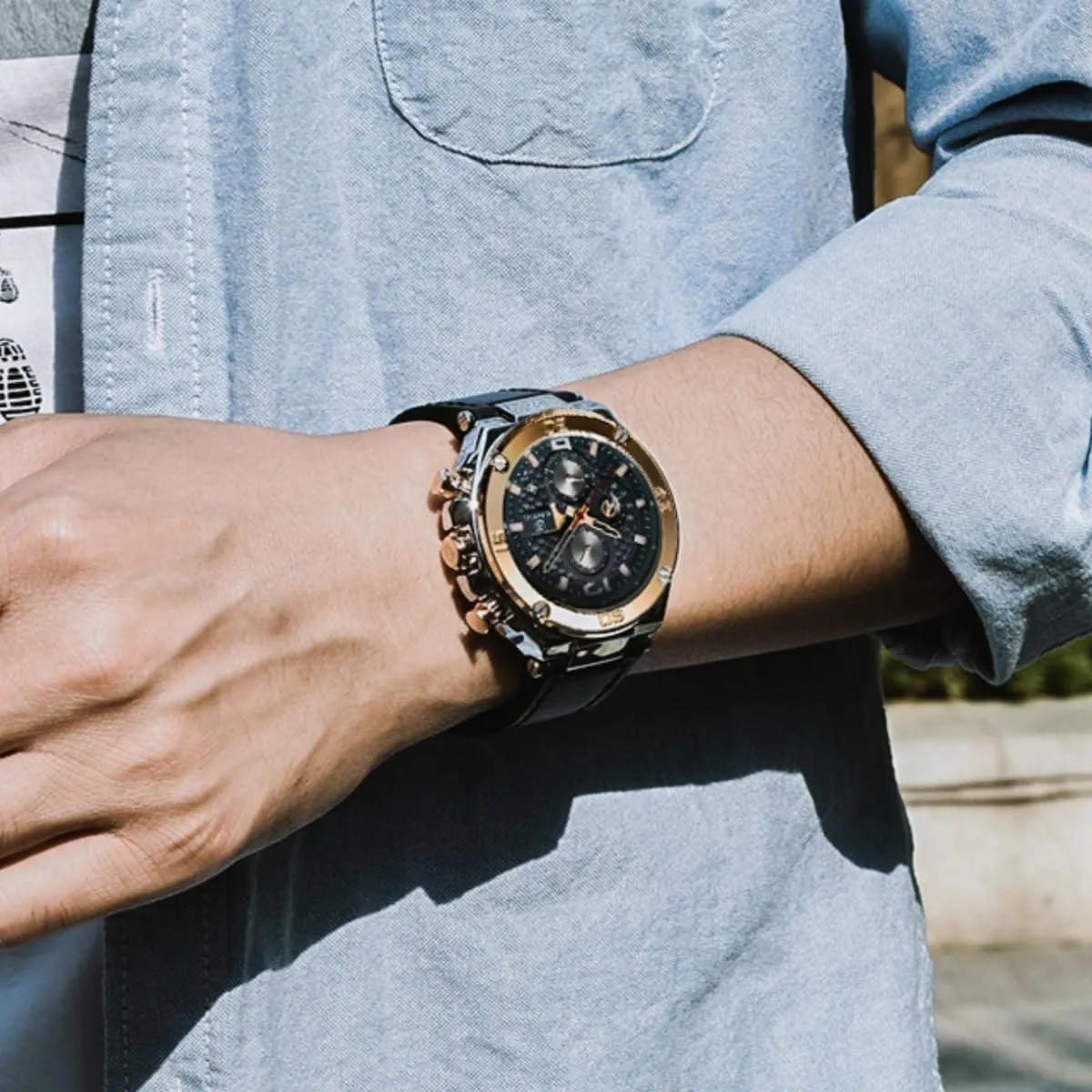 BENYAR Mens Watches Chronograph Date Waterproof Sports Watches Leather Strap Business Wrist Watches
