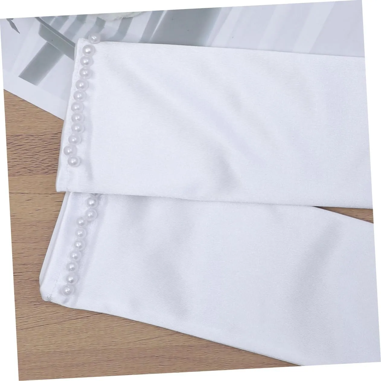 BESPORTBLE Long Satin Flower Girl Gloves with Pearl Decor Elegant Gloves for Weddings Parties and Special Occasions