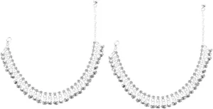 BESPORTBLE Summer Anklet Set Women's Jingle Bell Anklet Bracelets Tassels Silver Vintage Ethnic Style