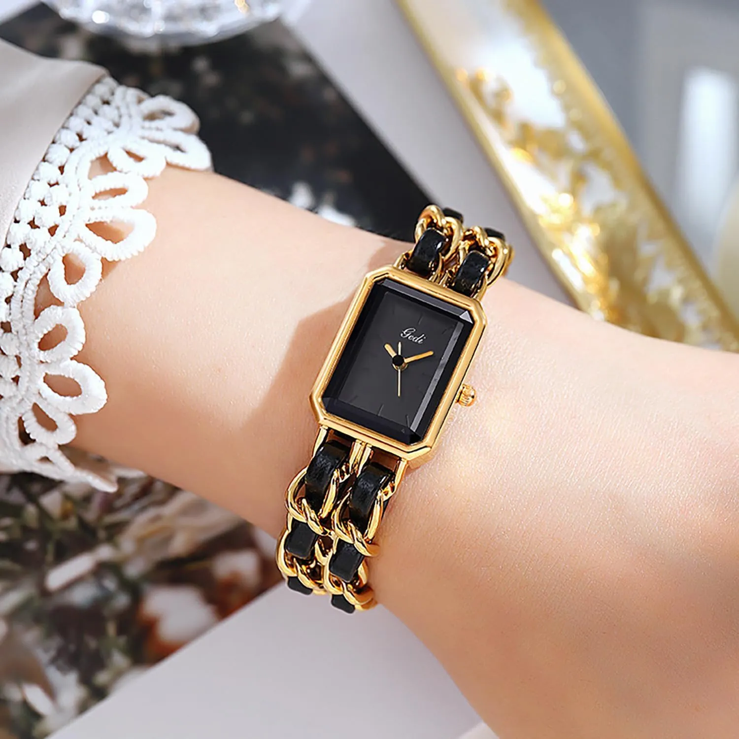 BESTKANG Rectangle Women Watches Elegant Ladies Dress Watches with Unique Stainless Steel Band