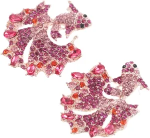 BESTYASH 1Pair Exaggerated Rhinestone Fish Dangle Earrings for Women Vintage Aesthetic Statement Jewelry Lightweight Skin Friendly Design for Casual Formal Occasions Teardrop