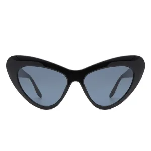 Bevel Frame Cat Eye Sunglasses in Black with Smoke Lenses