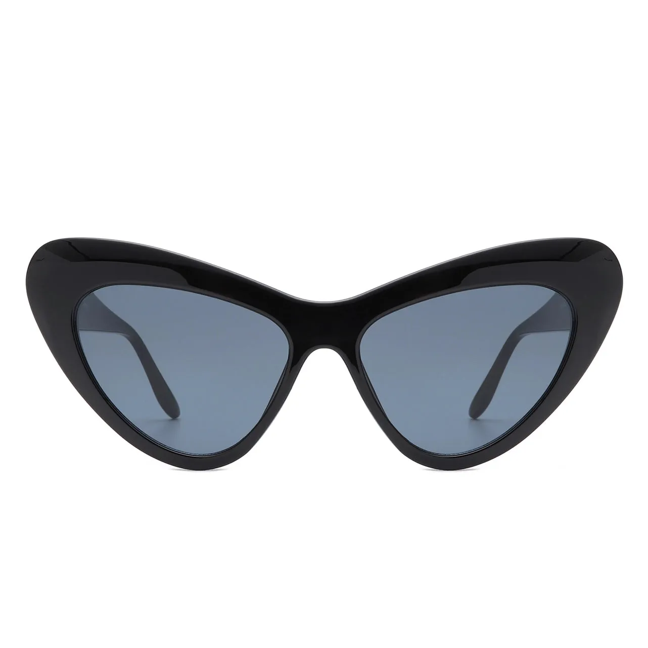 Bevel Frame Cat Eye Sunglasses in Black with Smoke Lenses