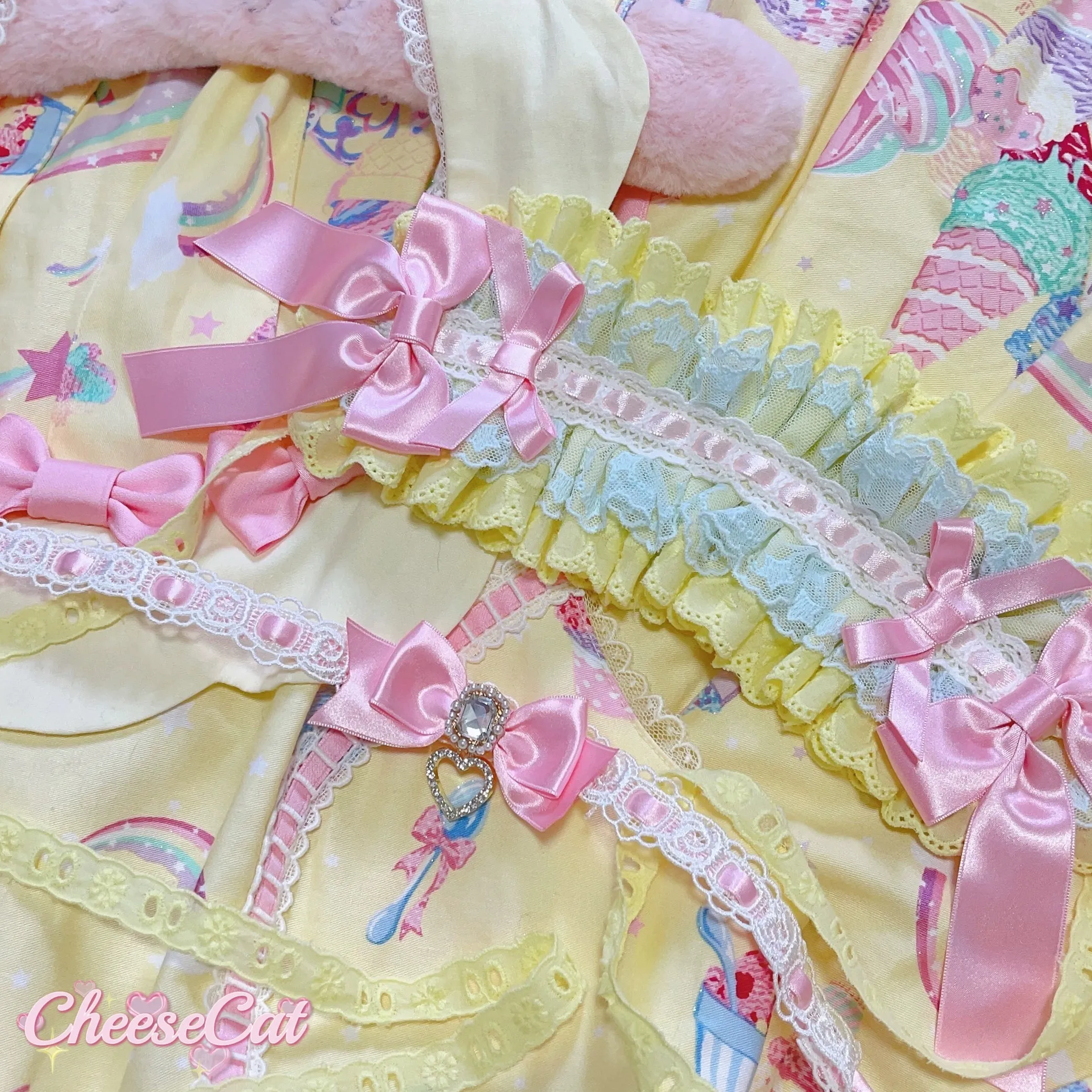 (BFM)Cheese Cat~Sweet Lolita Headband Ribbon Bow Headbands