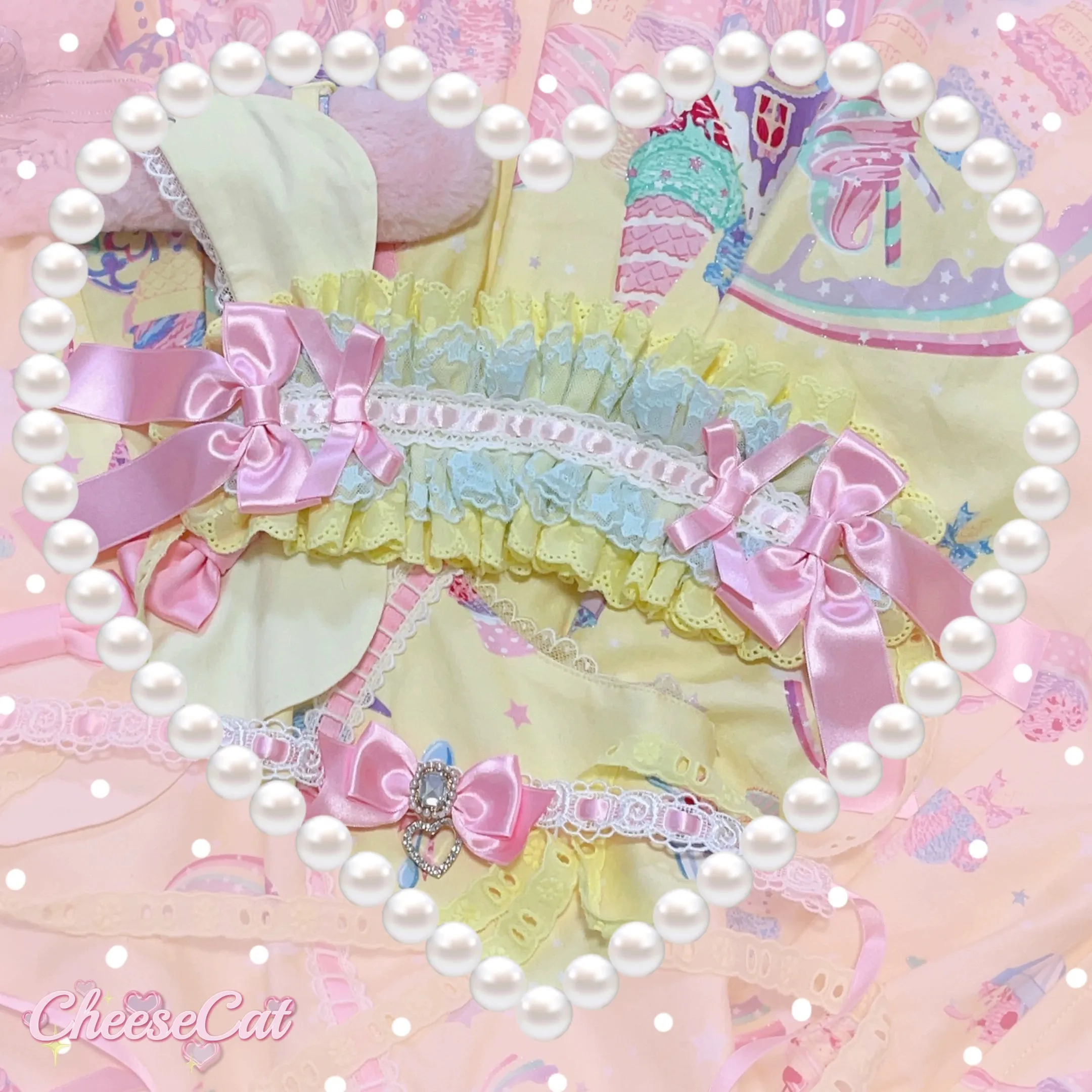 (BFM)Cheese Cat~Sweet Lolita Headband Ribbon Bow Headbands