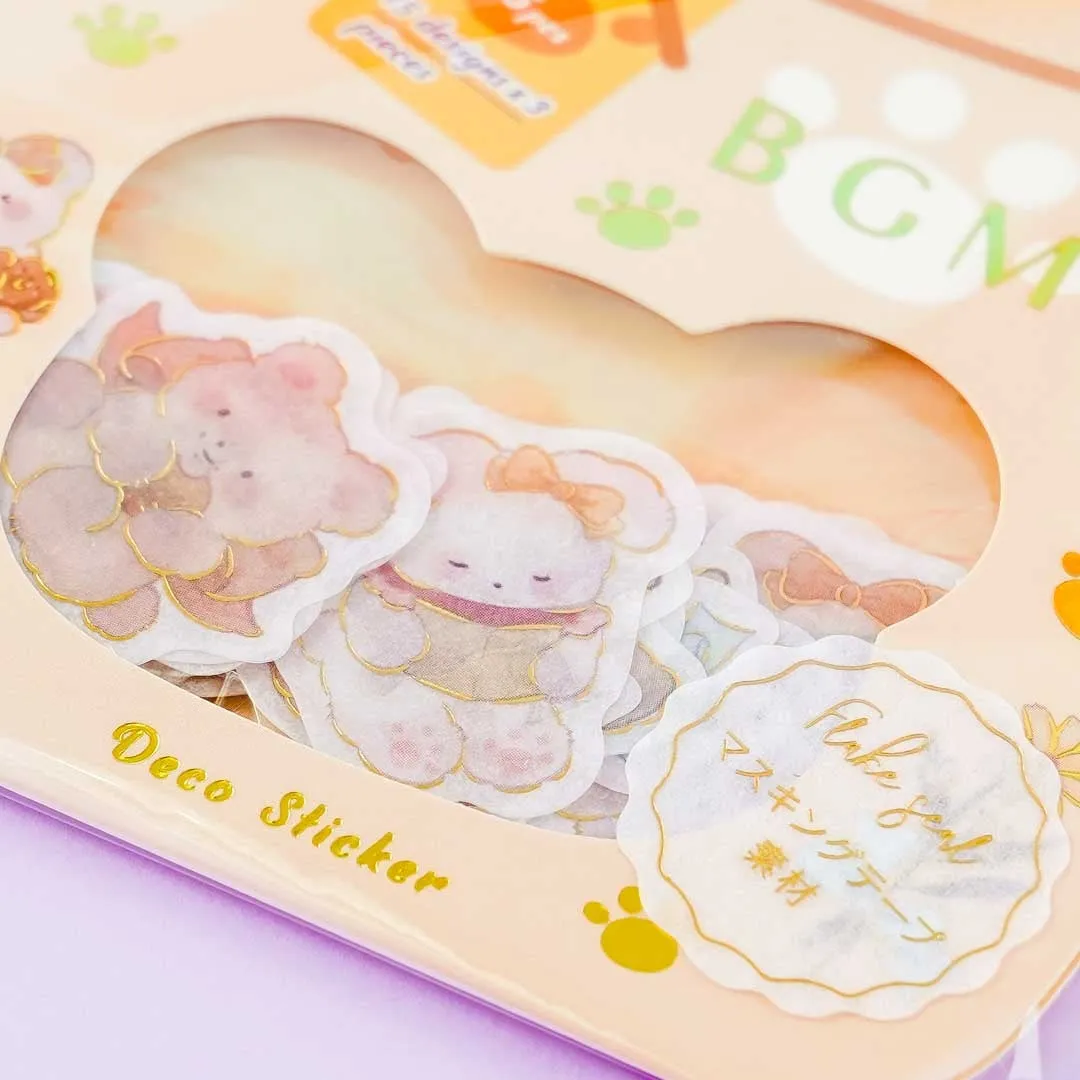 BGM Vintage Fluffy Bears & Bunnies Deco Sticker Pack
