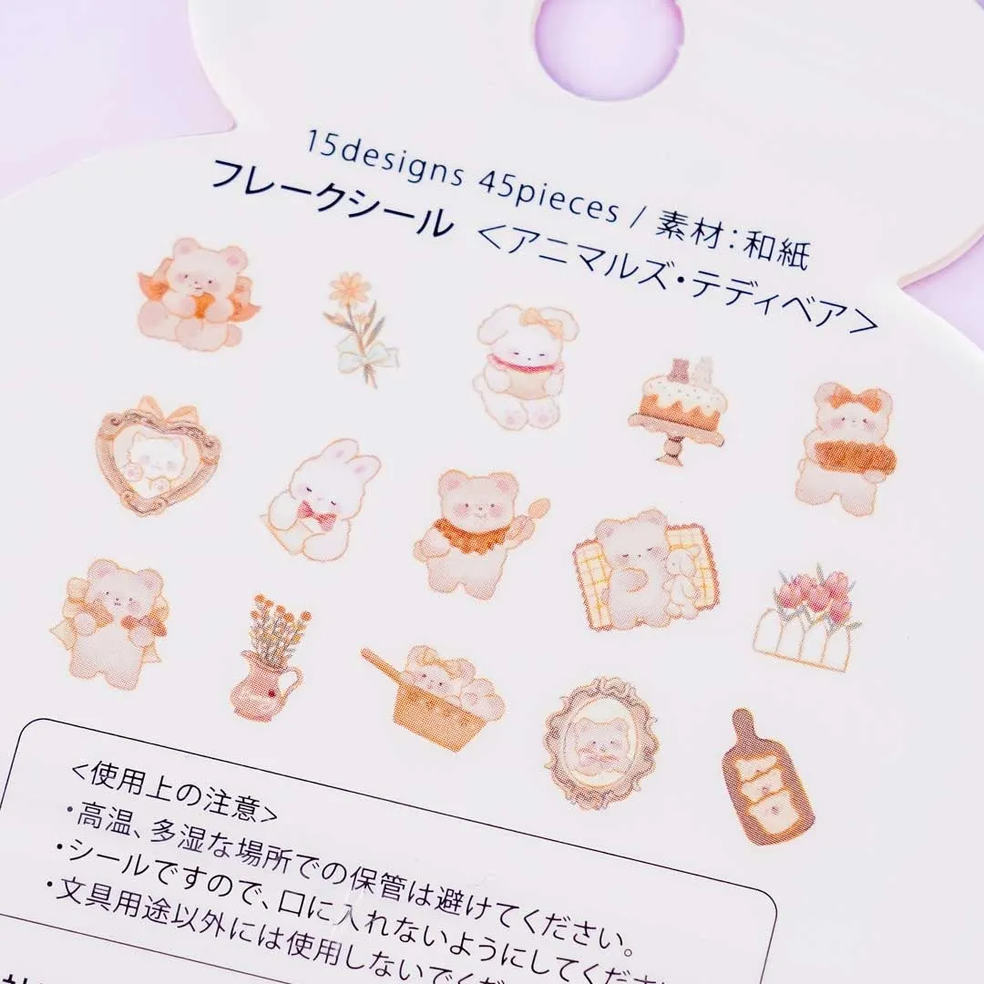BGM Vintage Fluffy Bears & Bunnies Deco Sticker Pack