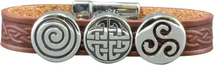Biddy Murphy Celtic Genuine Leather Bracelet, Silver Irish Charms Made in Ireland