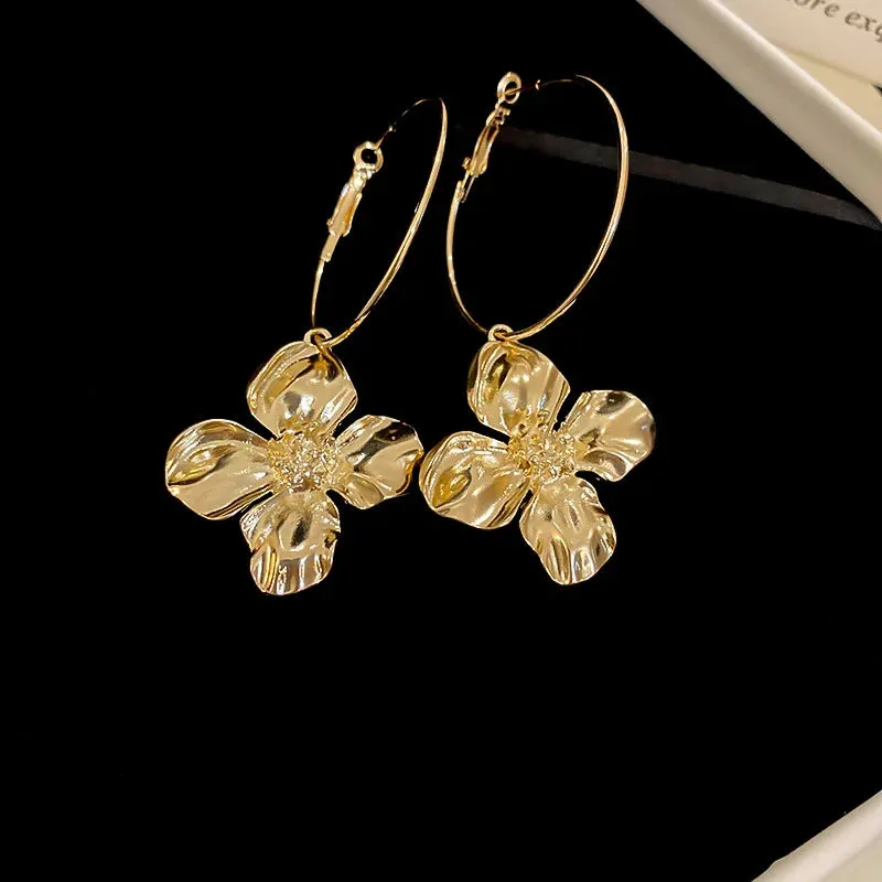Big Hoop Flower Earrings