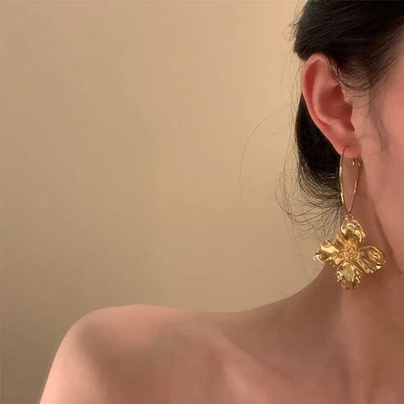 Big Hoop Flower Earrings