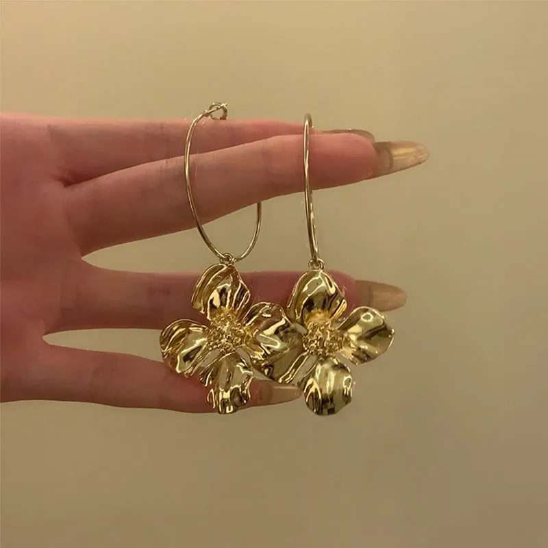 Big Hoop Flower Earrings