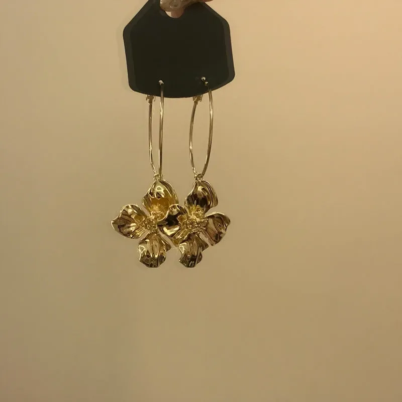 Big Hoop Flower Earrings