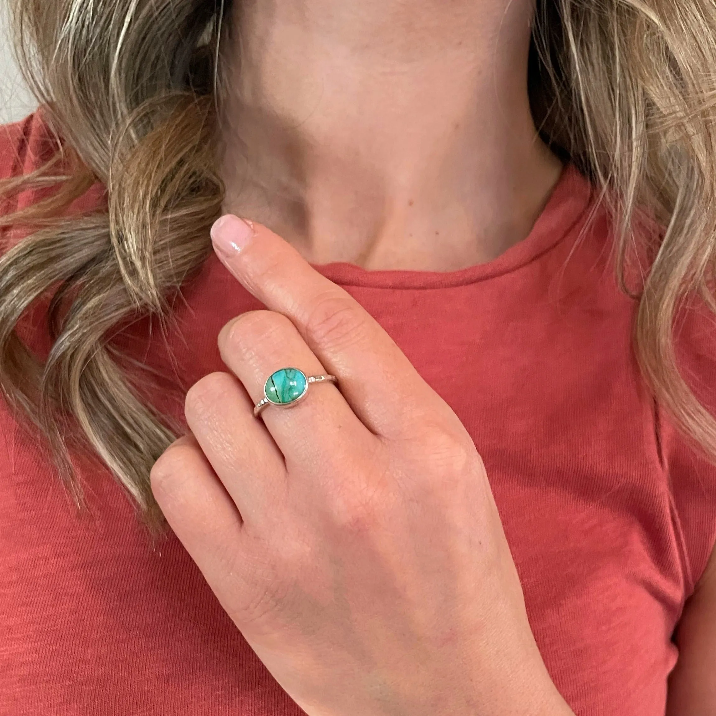 Birches Turquoise Stacking Oval Ring No. 32 | Size 9.5