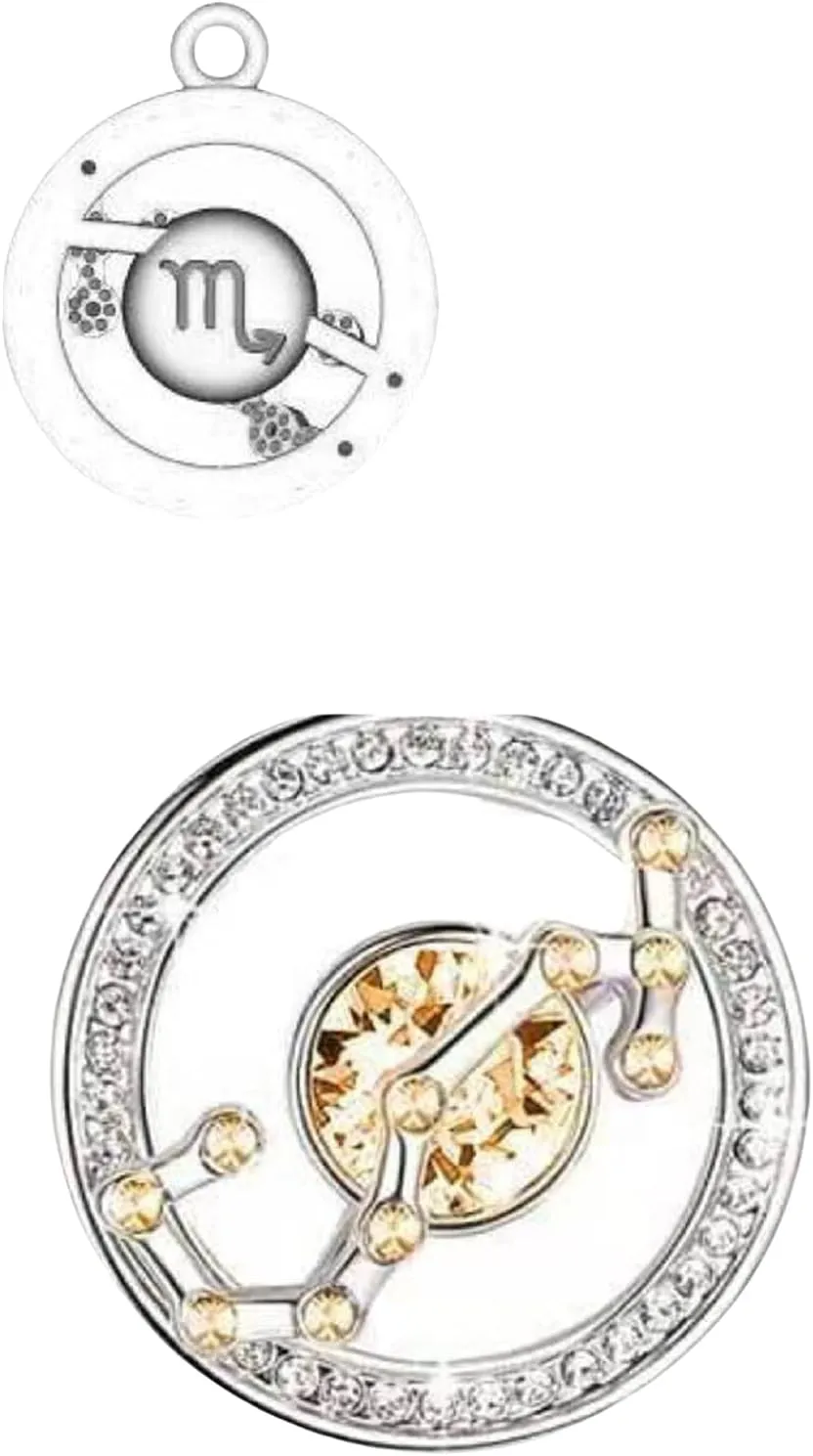Birthstone And Zodiac Dangle Charm, Sterling Silver Charm, Horoscope Charm, Women Gift Charm, Birthday Charm For Necklace, Mothers Day's Jewelry Gift, Fit To Pandora