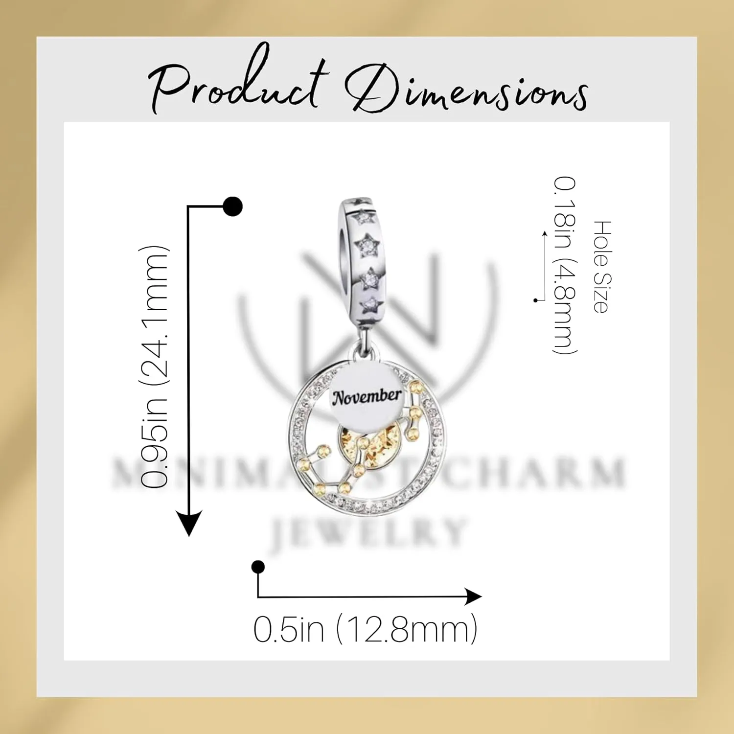 Birthstone And Zodiac Dangle Charm, Sterling Silver Charm, Horoscope Charm, Women Gift Charm, Birthday Charm For Necklace, Mothers Day's Jewelry Gift, Fit To Pandora