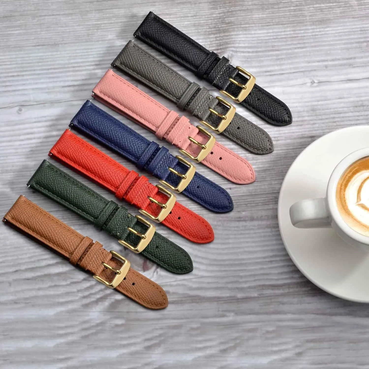 BISONSTRAP Texture Leather Watch Straps for Women and Men, Watch Replacement Bands with Quick Release, 16mm 18mm 19mm 20mm 22mm