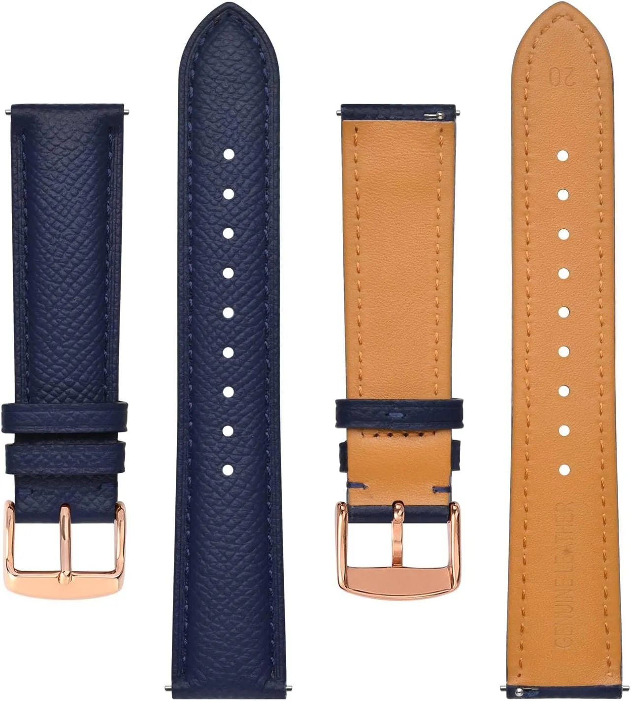 BISONSTRAP Texture Leather Watch Straps for Women and Men, Watch Replacement Bands with Quick Release, 16mm 18mm 19mm 20mm 22mm