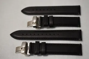 Black Aged Leather Watch Strap - Large