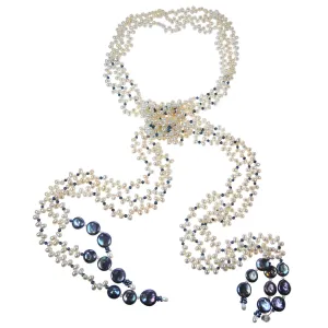 Black & White Freshwater Pearl 'Morse Code' Lariat