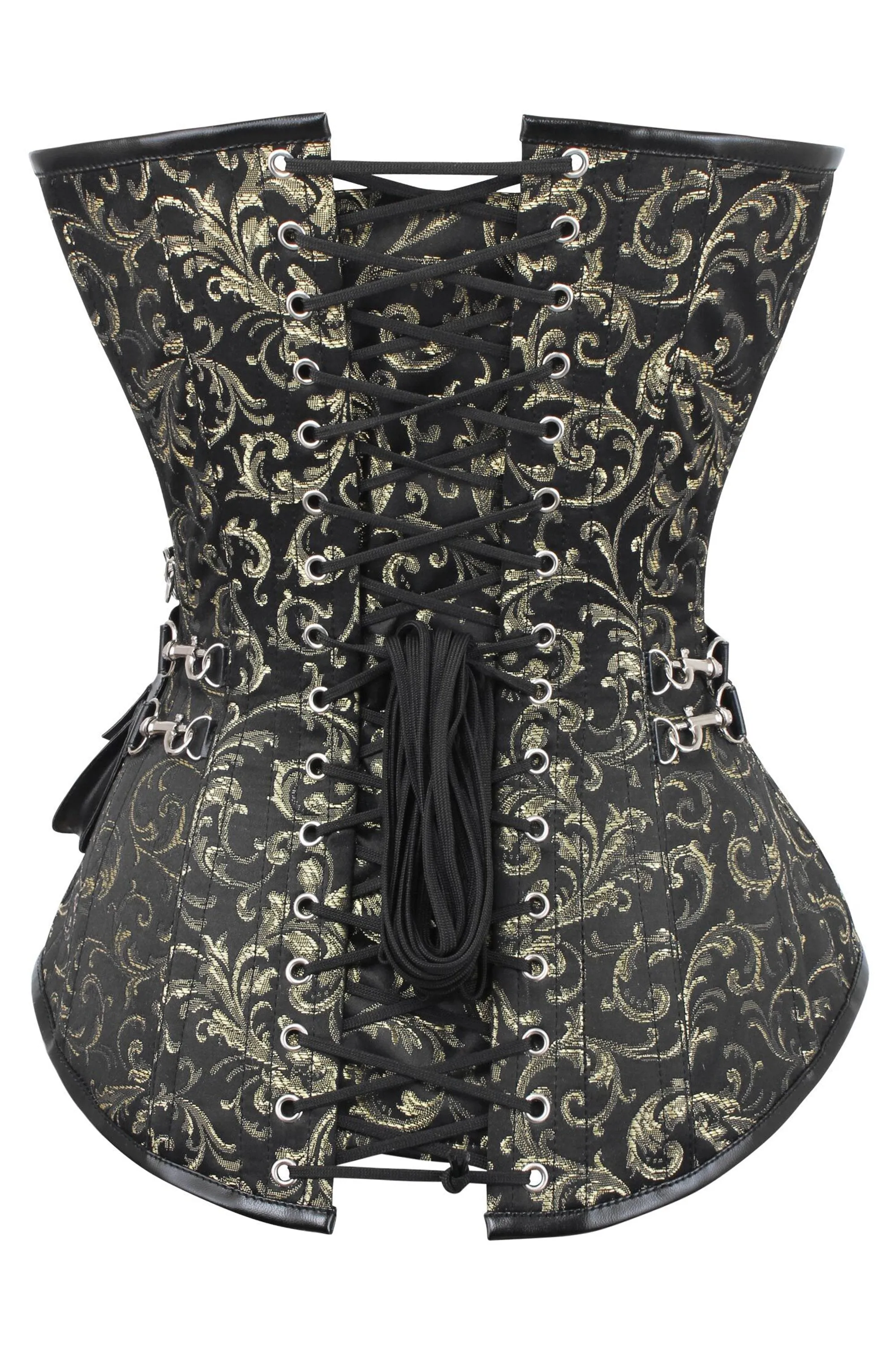 Black and Gold Longline Steampunk Corset