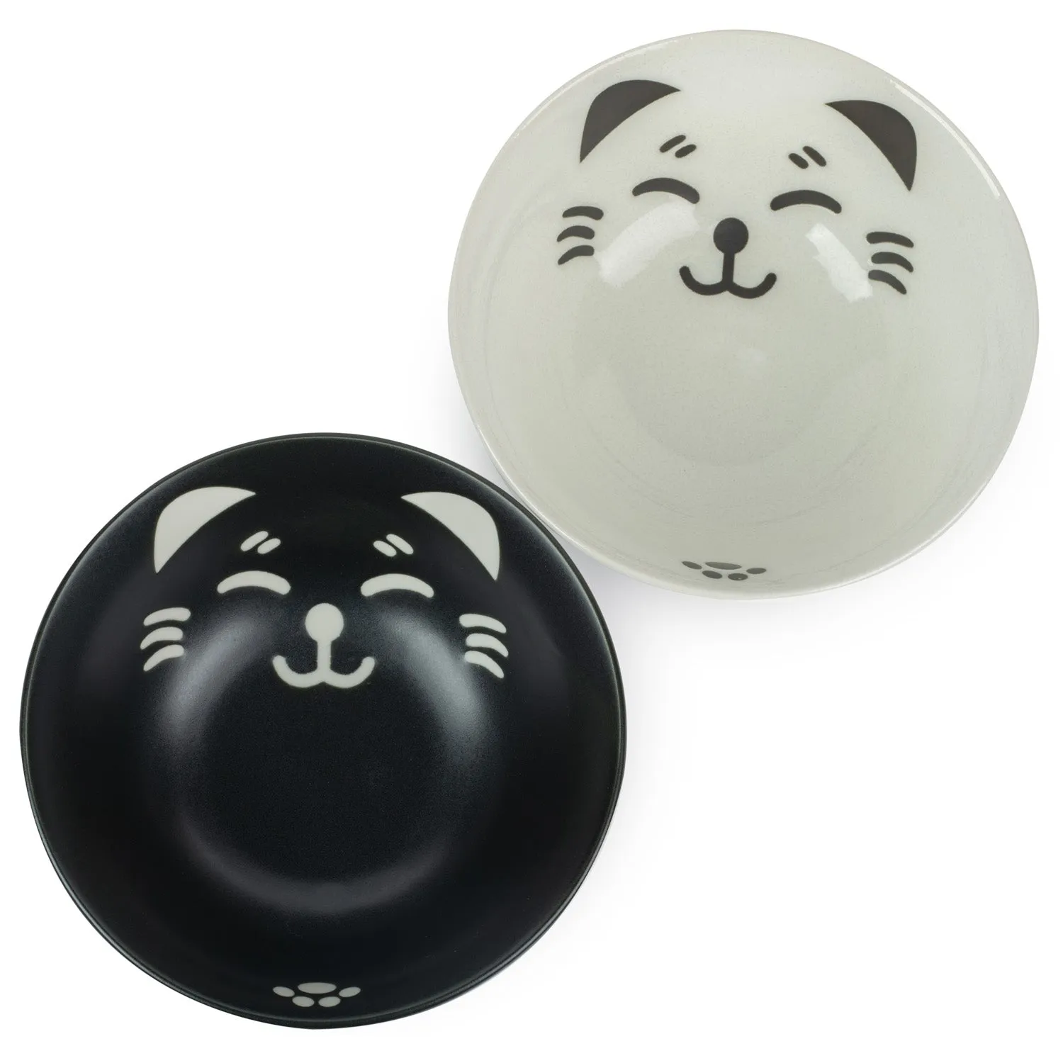 Black and White Lucky Cat Japanese Bowl Set