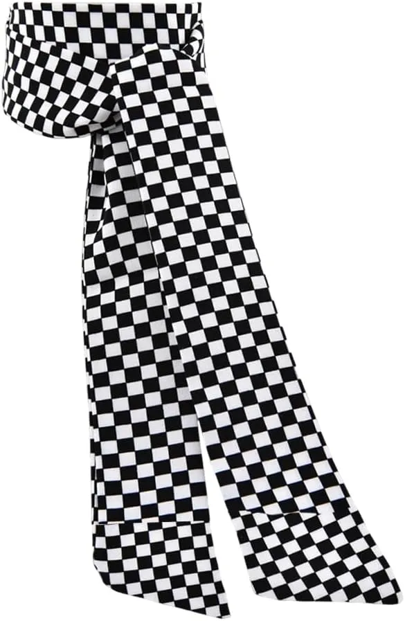 Black And White Scarf Leopard Print Neck Scarf Long Skinny Headscarf Checkered Polka Dot Handbag Scarves for Women