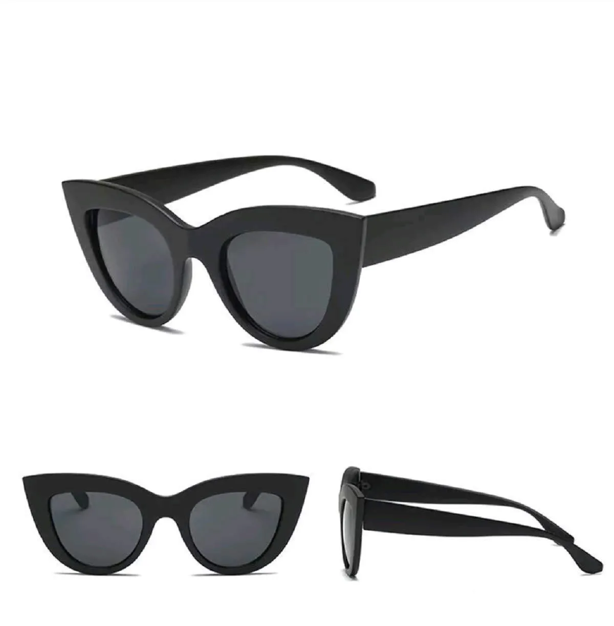 Black Cat Eye Sunglasses Oversized Women Ladies Retro Cat Eye Reflective IBIZA 2021 UK
