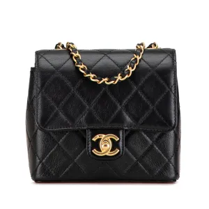 Black Chanel Mini Square Classic Goatskin Retro Flap Crossbody Bag