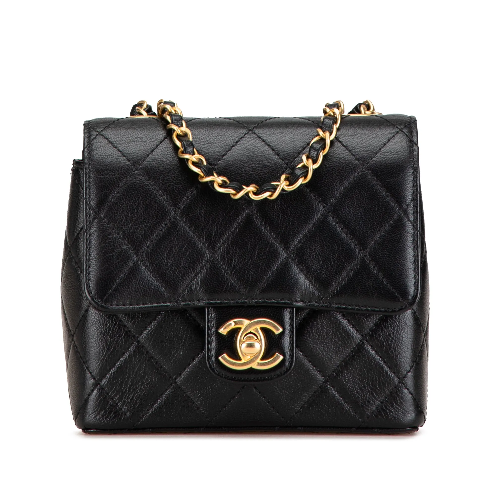Black Chanel Mini Square Classic Goatskin Retro Flap Crossbody Bag