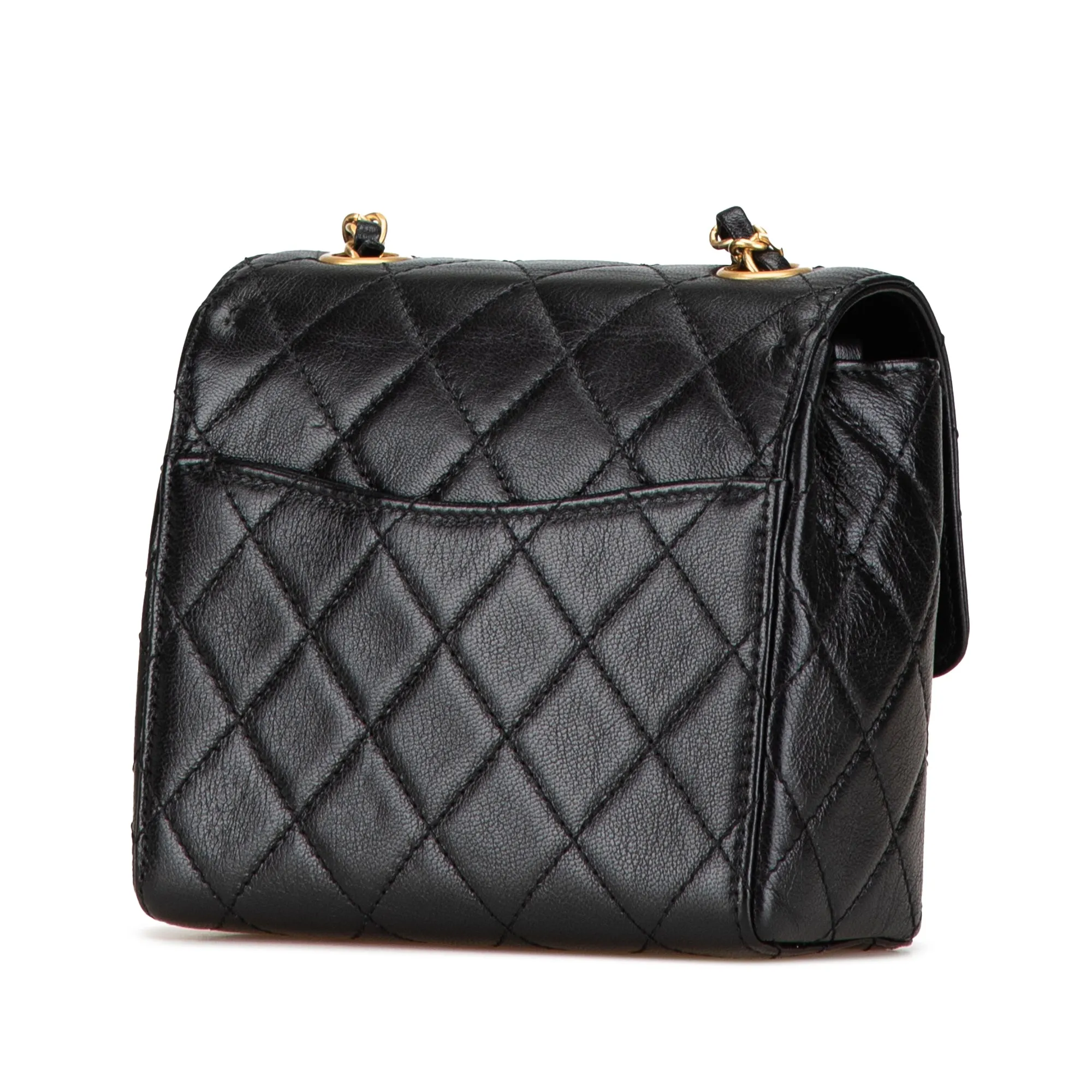 Black Chanel Mini Square Classic Goatskin Retro Flap Crossbody Bag