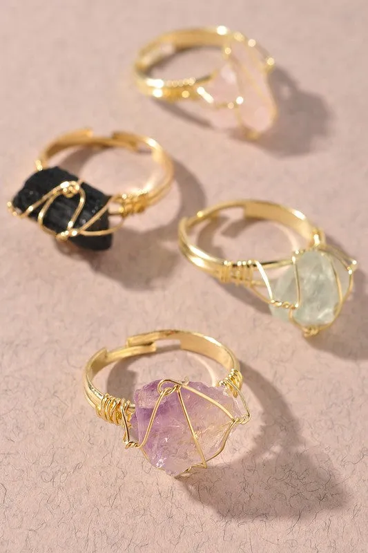 Black Crystal Gem Statement Rings