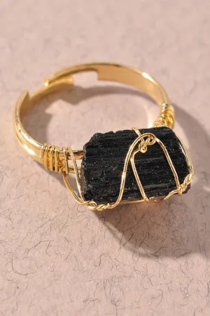 Black Crystal Gem Statement Rings