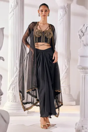 Black Drape Indo-Western Set