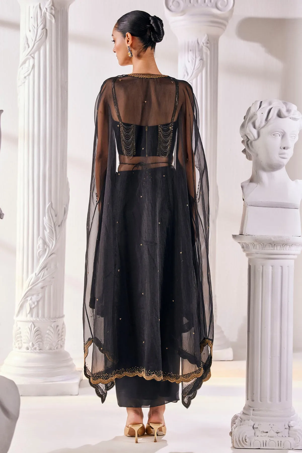 Black Drape Indo-Western Set