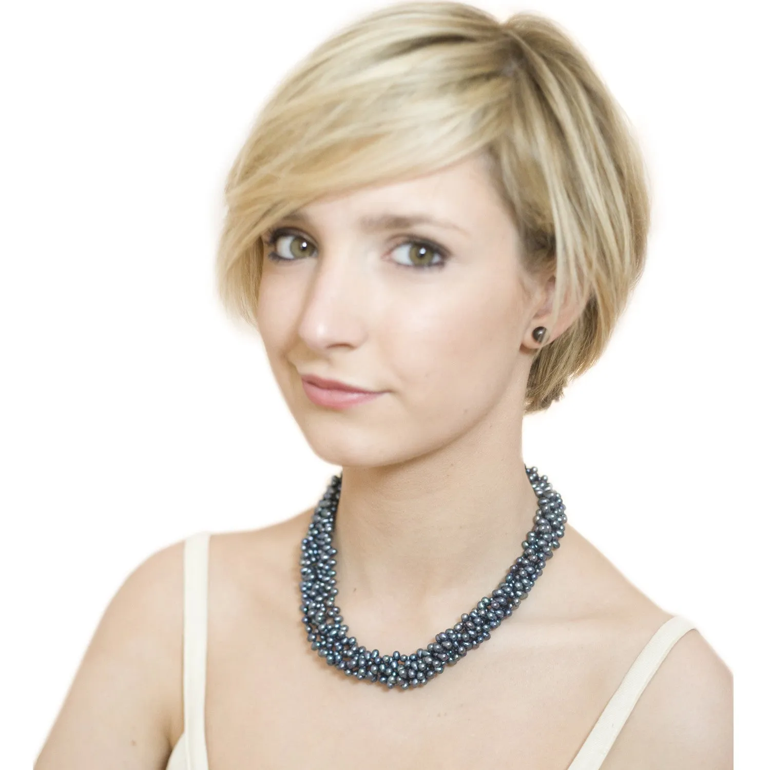 Black Freshwater Pearl 5 Strand Necklace