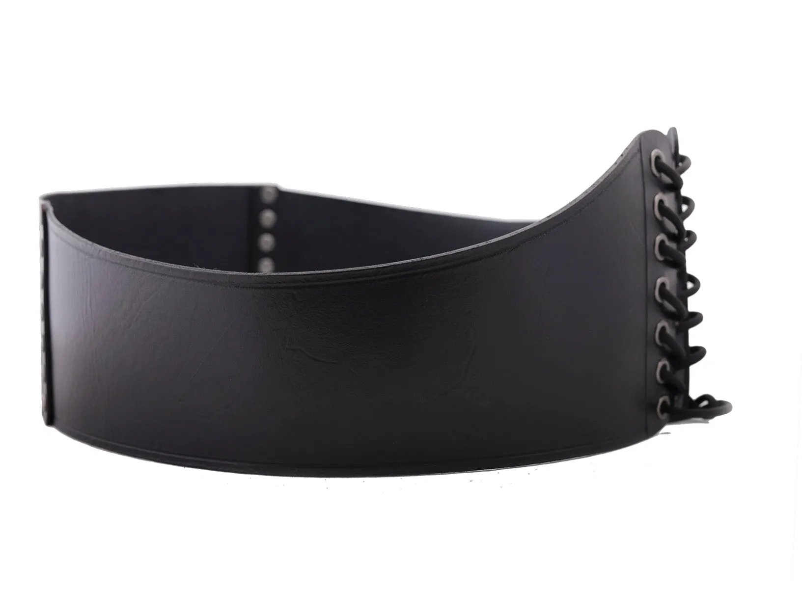 Black leather corset belt. Size is made to order.