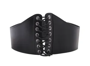 Black leather corset belt. Size is made to order.